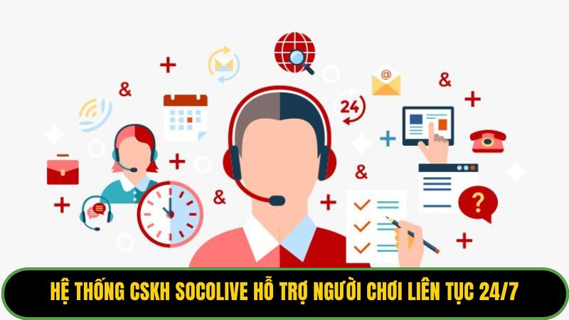 Hệ thống CSKH Socolive hỗ trợ người chơi liên tục 24/7